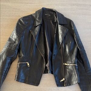 River Island Dark Leather Biker Jacket